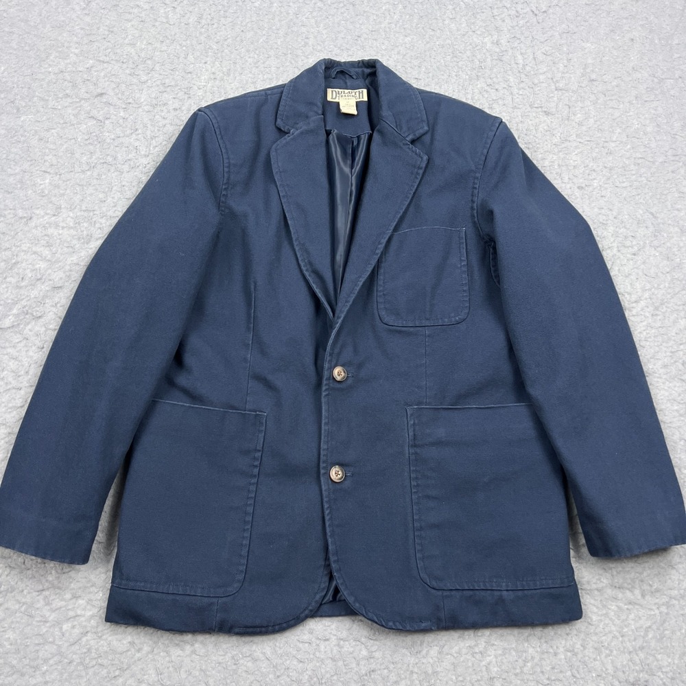 Duluth Trading‎ Jacket Mens Medium Blue Fire Hose Presentation Canvas Blazer